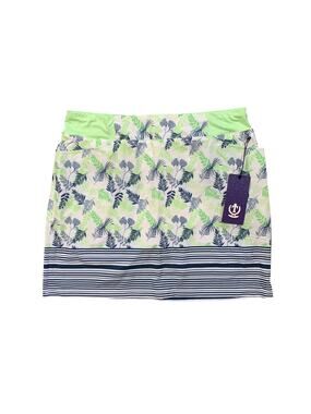 Tee Time Skort Womens L Large Leaf Stripe Print Stretch Performance Golf Mini